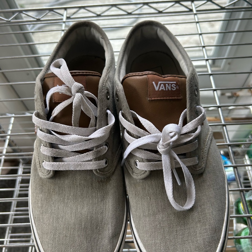 Vans Men's Gray and Brown Canvas Sneakers